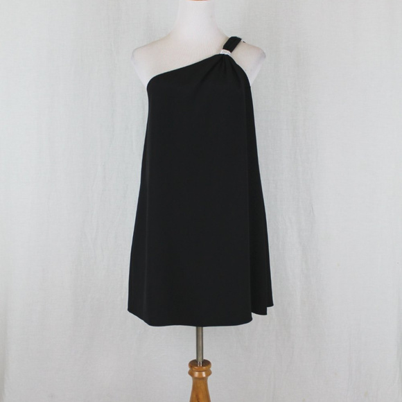 Jay Godfrey Black Silk Jersey One-Shoulder Grecian Swing Dress 2